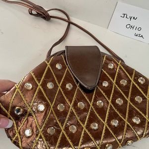 Paris New York  Bronze Golden Evening bag Crossbody Glitz bag